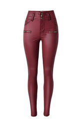 Pantalones de cuero ajustados con cremallera